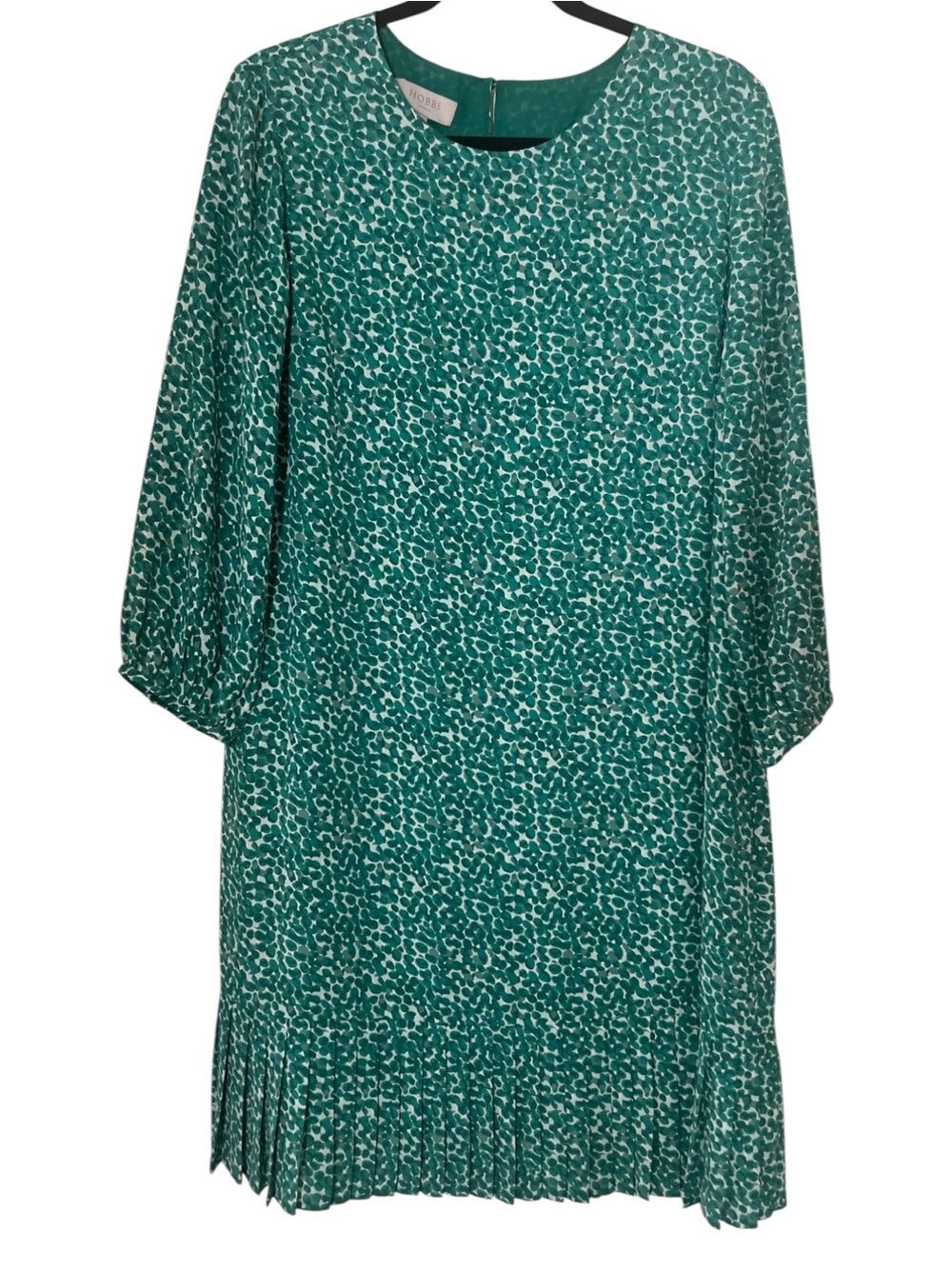 Hobbs London Liana Spot A Line Dress In Green Ivory Size 10 - Picture 3 of 13